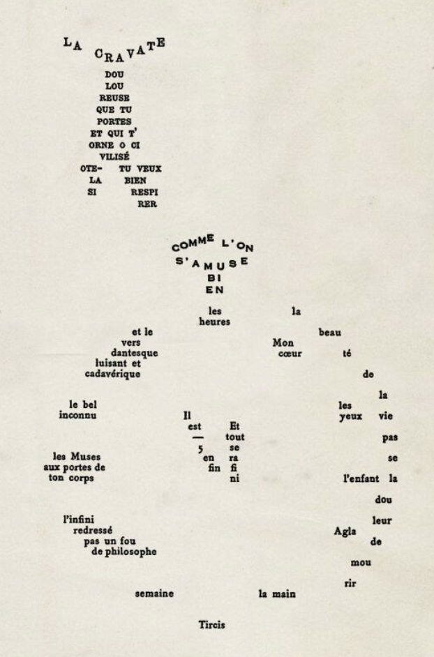 Guillaume Apollinaire, La Cravate, calligramme