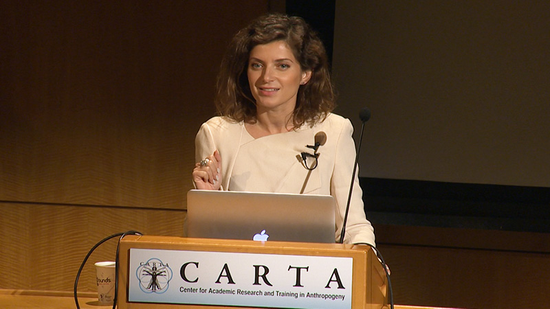 Lera Boroditsky speaking at a CARTA symposium