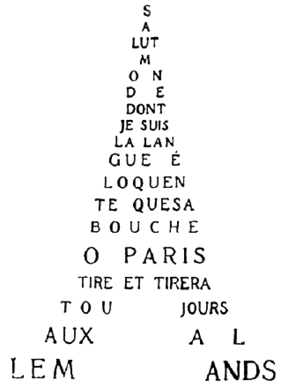 Apollinaire calligram, Eiffel Tower