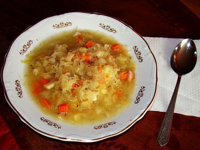 A bowl of cabbage soup