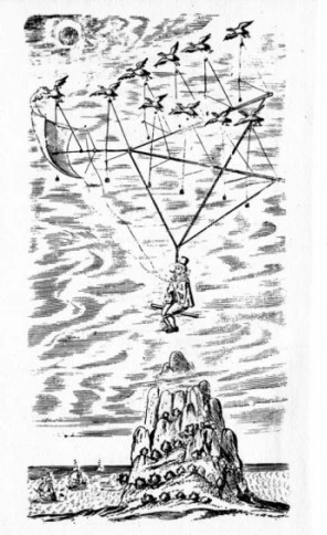 Frontispice de The Man in the Moone de Francis Godwin