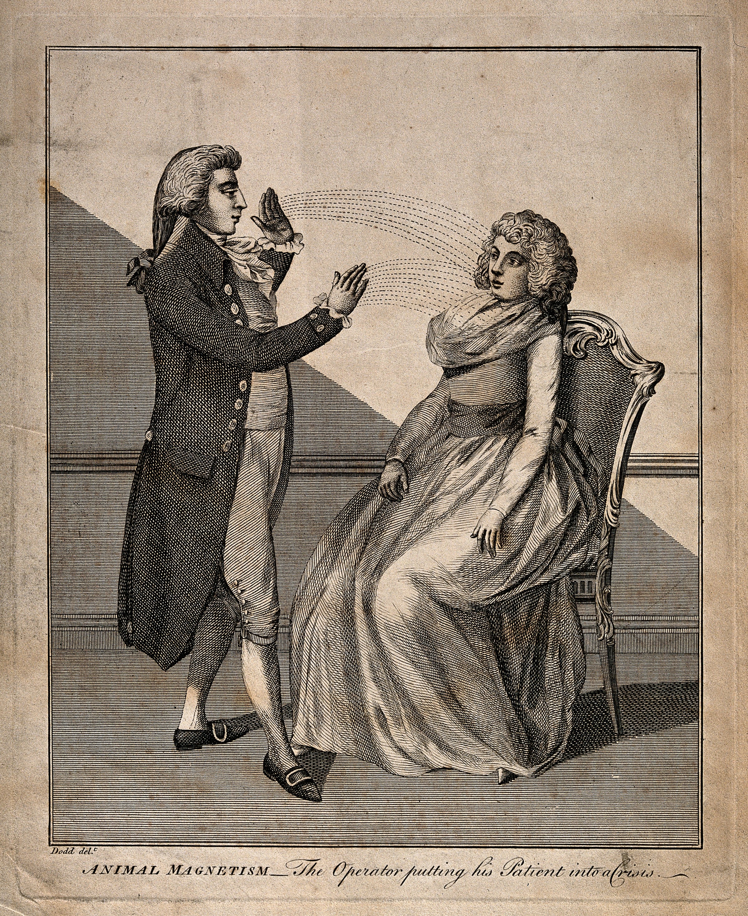 Gravure historique représentant une séance d’hypnotisme par magnétisme animal
