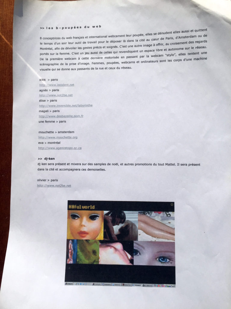 b-poupées du www (2002), projet non-réalisé