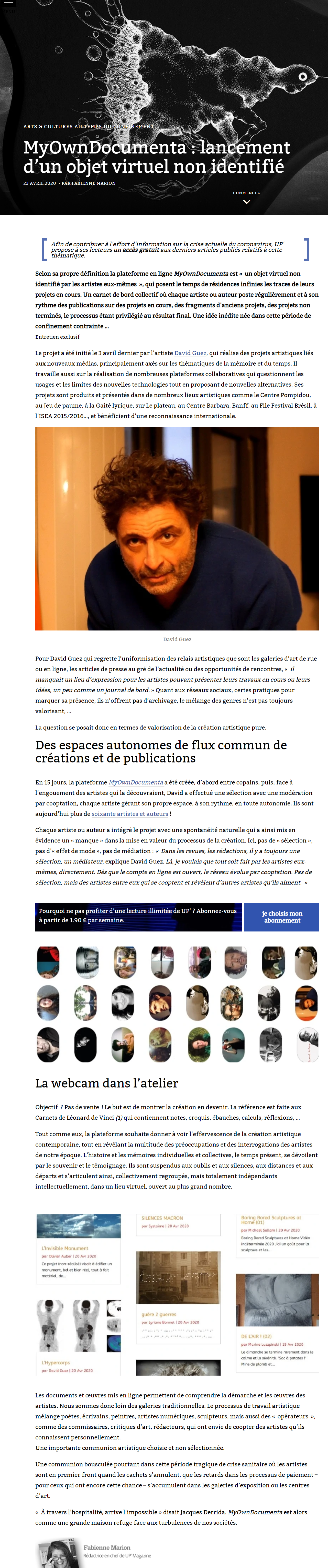 Article Sur MyOwnDocumenta